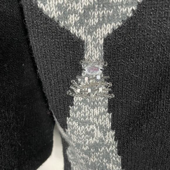 VTG Allison Daley Beaded Cat Sweater Size PL Black Full Zip Cardigan Fun Classic - Picture 11 of 16